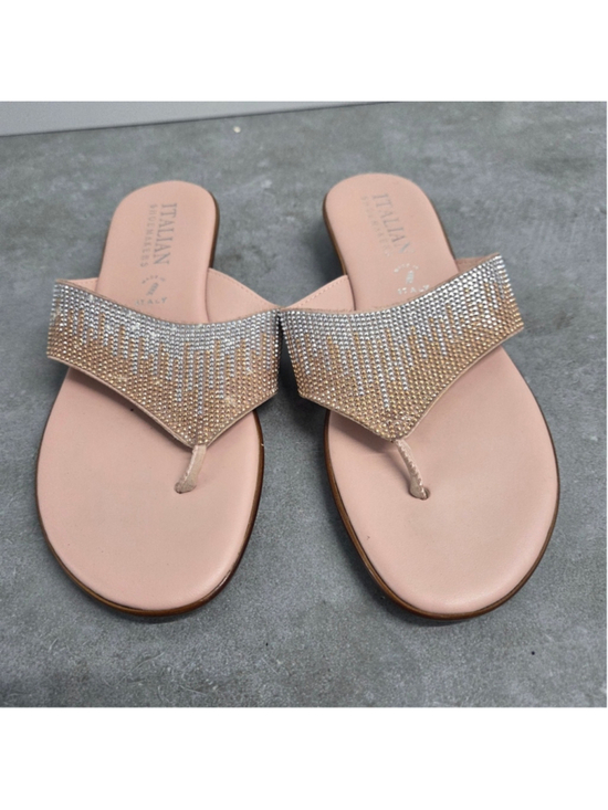 Italian Shoemakers Shoes - Italian Shoemakers Silver and Tan Women's Sandals Summer Glamour Size 10